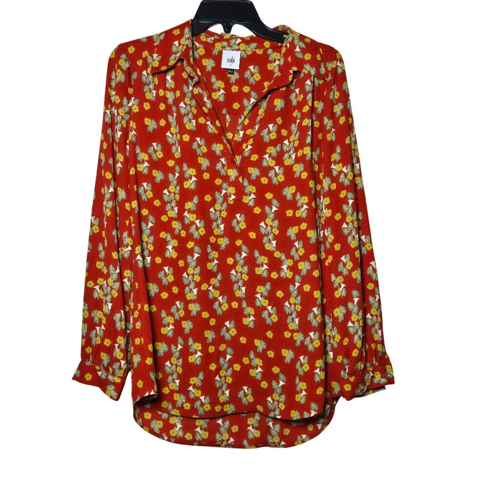 Cabi Womens Floral Belfry Long Sleeve‎ Blouse Size Small Boho Spring Light 3947
